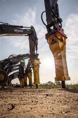 Mexner's excavators with the Epiroc hydraulic breakers in a row