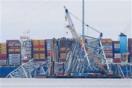 Cranes help to dismantle collapsed Baltimore bridge