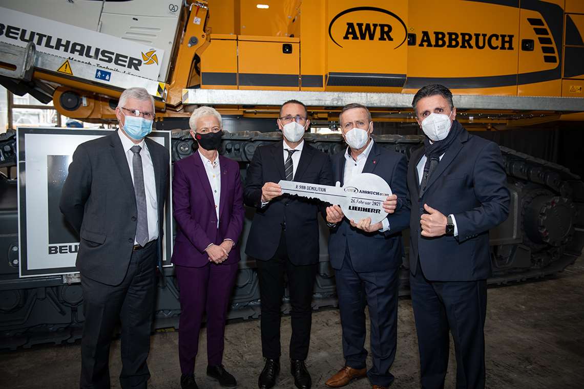 French government minister Brigitte Klinkert at Liebherr, Colmar, France