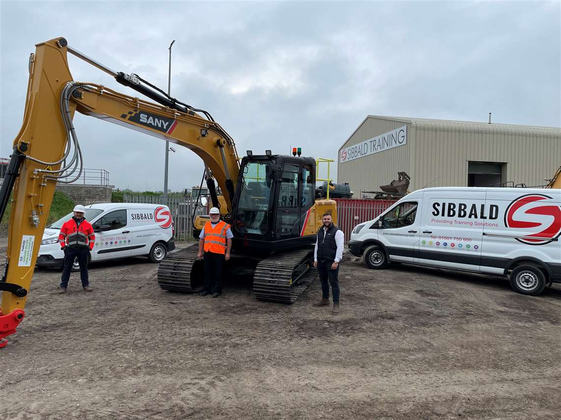 Left to right: John Sibbald, managing director of Sibbald Training, David Sibbald, owner of Sibbald Training and Stewart Smith, Scotland sales manager for SANY UK & Ireland.