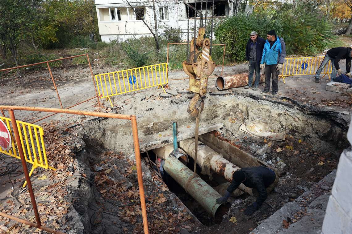 Reconstruction work in Kharkiv, Ukraine