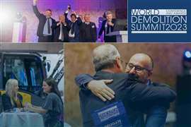 Montage of event: people hug, people accept awards, dinner