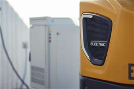 Construction equipment being charged