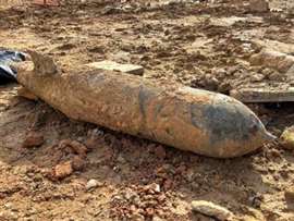The unexploded WWII-era bomb discovered on a Singapore construction site (Image: Singapore Police Force)