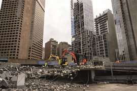 Excavators on the demolition site of 51 Flinders ln