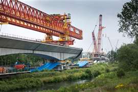 Progress being made on the Colne Valley Viaduct - the UK's longest rail bridge - in August 2023.