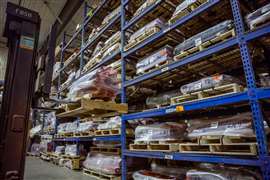 Warehouse stock of equipment components