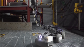The snake-shaped robot that will explore the nuclear vessel and help survey the damage.