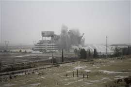 The controlled blasting of the Andorra (Teruel) Power Plant in Spain.