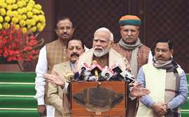 Prime Minister Narendra Modi addresses the media