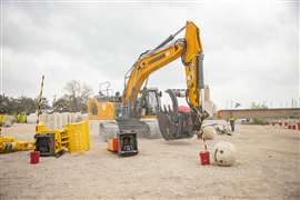 A Liebherr excavator on the obstacle course