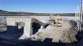 The slab being demolished