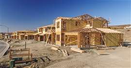 New homes framing being built construction site