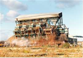 Demolition of the five coal-fired boilers on the former chemical manufacturing site at Widnes, United Kingdom. (PHOTO: J Wolstenholme)