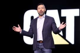 Joe Creed, PDG de Caterpillar, prend la parole lors d'une conférence d'ouverture de Caterpillar au CES 2026 à Las Vegas, Nevada (Image : Reuters/Steve Marcus)