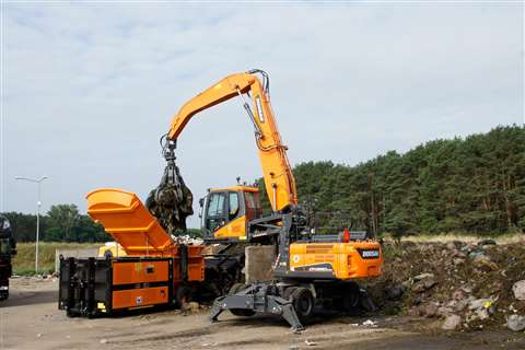 Doosan DX250WMH‑5 wheeled model.