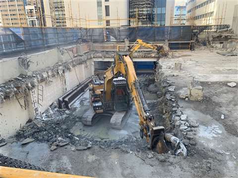 Top-down demolition allowed Rosenlund to drop one floor of the building every seven days 