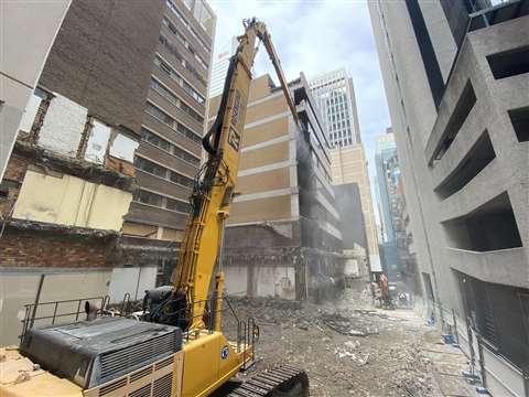 High-reach demolition in a tight space was a feature of the project