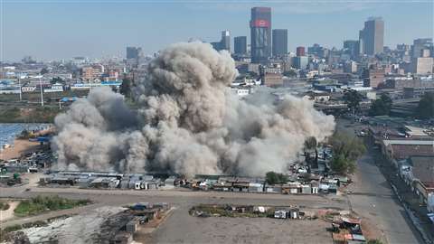 Kaserne structure being demolished