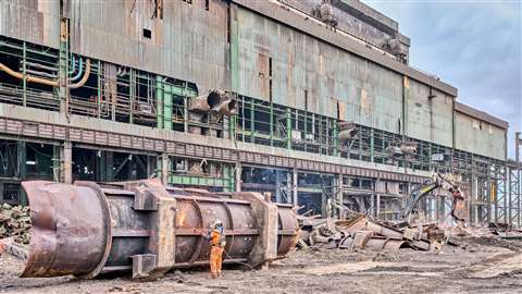 The Basic Oxygen Steelmaking (BOS) plant during demolition