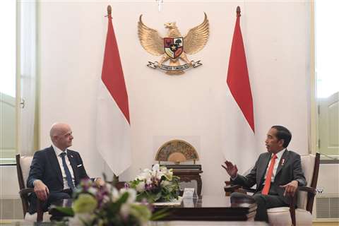 (Left to right) President Joko Widodo of the Republic of Indonsia and FIFA President Gianni Infantino