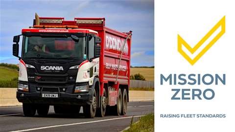 O'Donovan Waste fleet with Mission Zero accreditation logo