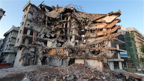 A destroyed building in the Turkis province of Kahramanmaras