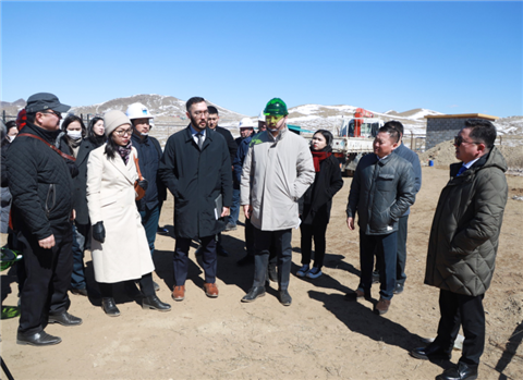 Government officials visit the site of the new recycling facility in Ulaanbaater, Mongolia.