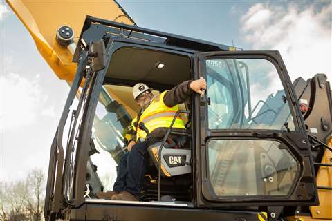 The updated cab of Caterpillar's MH3050 material handler