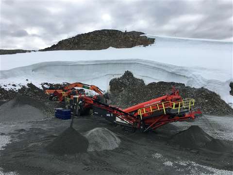 The QH332 hydrocone crusher at the Rothera Research Centre site in Antarctica