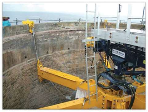 Bierrum International's Spider platform has been specially designed for tall chimney demolition