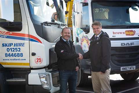 (Left) Rob Collard, founder Collard Group with Adam Murnieks (right) managing director of Raymond Brown Waste Solutions