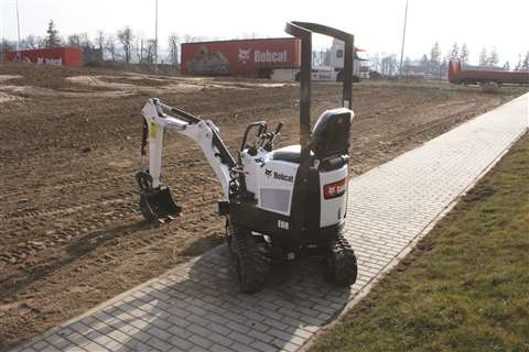 The new Bobcat E0 is the smallest mini-excavator in the company's range, weighing 1,138 kg with a di