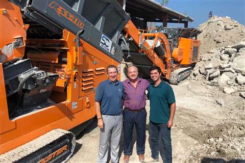 Michael Morais, Wolfgang Kormann and Jack Pereira at the recycling centre